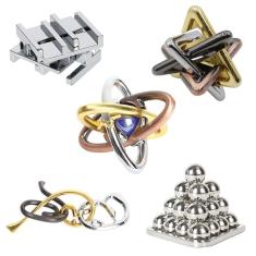 Brinquedo de quebra-cabeça RoseFlower IQ Test Brain Teaser Metal Wire x5