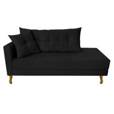 Recamier Azura 160cm Com Almofada Lado Direito Suede Cor Preto