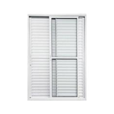 Kit com 2 Portas Balcão de Alumínio 3 Folhas 210 X 120cm com Fechadura Linha 25 Esquadrias Bergame Branco