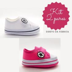 Kit 2 Pares Tênis Infantil Unissex com Cadarço Menino Menina - Ticos B