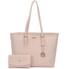 Bolsa grande feminina faculdade trabalho elegante de ombro com zíper c