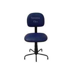 Cadeira secretaria  pra costureira  com pé da base menor corano azul -
