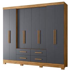 Guarda Roupa Casal San Lorenzo 8 Portas Freijó Cinza - Moval