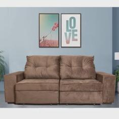 Sofá Retrátil e Reclinável 3 Lugares com Baú Nabas Estofados