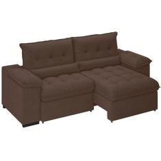 Sofá 3 Lugares Besthouse Arezzo Com Assento Retrátil E Encosto Reclinável Em Revestimento Suede Veludo Marrom