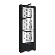 Porta De Aço De Giro Com Postigo E Grade Mosaico 215X85Cm Aço Pronto Riobras Preto