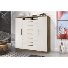 Cômoda Mega 2 Portas 7 Gavetas J&A Móveis Jequitibá/Off White