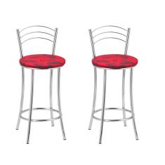 Kit 2 Banquetas Cromadas Bc26-b E502 Cromado/vermelho