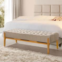 Recamier Base Em Madeira Puerto 1,50m Capitonê Veludo Bege - Bege