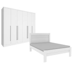 Quarto De Casal Guarda-roupa 6 Portas Portugal E Cama Casal Safira Espresso Móveis Neve