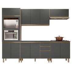 Armário De Cozinha 5 Peças Com Tampo Jany N03 Carvalho/grafite - Mpozenato