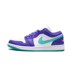 Tênis masculino Air Jordan 1 Low, Cone roxo psíquico/Hyper Jade-branco, 41