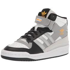 adidas Originals Tênis infantil unissex Forum Mid, Branco nuvem, preto/amarelo, 18