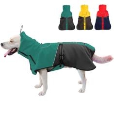 Casaco de inverno grande para cães, quente, de lã, refletivo, para clima frio, roupas quentes para cachorros, colete impermeável para cães com orifício de coleira com zíper para cães pequenos, médios