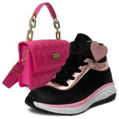 Kit Bolsa E Tenis Cano Alto Escolar Juvenil Feminino K22-Feminino