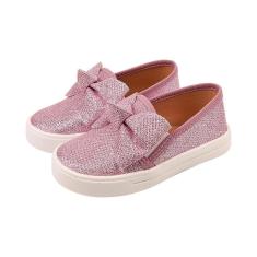 Slip on infantil tênis de menina rosê brilhante-Feminino
