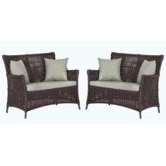 2 Sofás Área Externa Igapó Alumínio Pintura Preta Corda Náutica Estofa