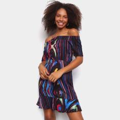 Vestido Água Viva Curto Tie Dye Ombro A Ombro, Estampado, P