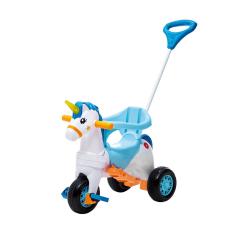Triciclo Infantil Calesita Fantasy Com Empurrador Azul E Branco