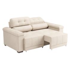 Sofá 3 Lugares Retrátil e Reclinável Smart Suede Bege