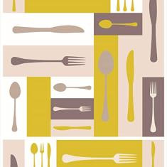 Papel De Parede Adesivo Lavável Talheres De Jantar 12m