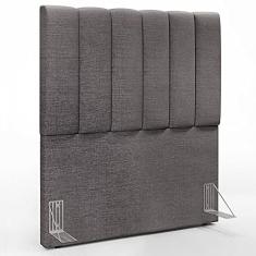 Cabeceira Cama Box Solteiro 100 cm Dália W01 Linho Cinza Escuro - Lyam Decor