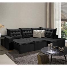 Sofá de Canto 5 Lugares Vitoria 270cm Retrátil e Reclinável com Tecido Veludo Nobre Sofatec