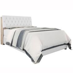 Cabeceira Box Casal Isis Amarula com Capitonê Branco