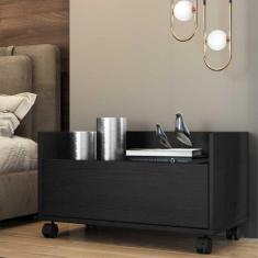 Mesa De Cabeceira 60 Cm C/ Rodízios Multimóveis Preta
