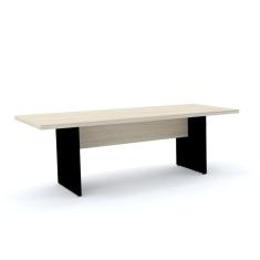 Mesa de Reunião Retangular 200 x 90 cm Pé Painel PE40 em MDP Cor Nogueira CasaBlanca Base Preta