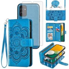 Asuwish Capa de celular para Samsung Galaxy A13 5G carteira com zíper destacável com protetor de tela de vidro temperado alça porta-cartão flor A04S M13 G5 A 13 2022 13A A135G SM A136U mulheres