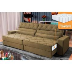 Sofá Retrátil Reclinável 3,00m Albany Suede Velut Bege Molas Ensacadas