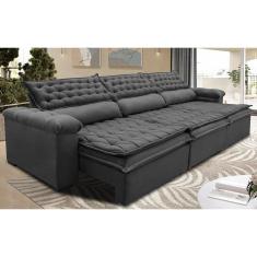 Sofá Retrátil E Reclinável 3,82m Molas Ensacadas Cama Inbox Botonê Espuma Viscoelástico Cinza