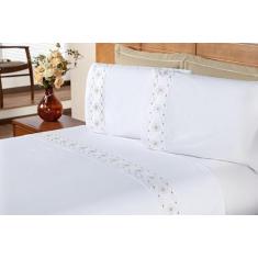 Jogo de Cama Damasco Casal King Percal 200 Fios 100% Algodão 04 Peças-