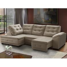 Sofá Canto Chaise Agatha Retrátil Reclinável 250 x 150 Cm Mola Bonnel 