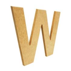 Letra de MDF Madeira Crua - Tamanho: 20,5 x 28,0 x 1,0 cm - Modelo: W 