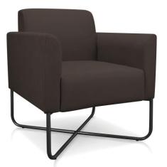 Poltrona Marisa Suede Base X Industrial Preta Drossi Marrom - D' ROSSI