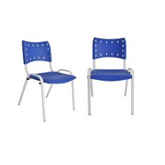 Kit 2 Cadeiras Iso para Escola Escritório Comércio Azul Base Branca