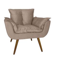 Poltrona Decorativa Estofada Para Consultório Opala Suede Bege - dl Decor
