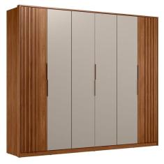 Guarda Roupa Casal Ripado Atrice 6 Portas Nogueira Nude Prime Tx Demóbile - Demartêz