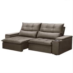 Sofá Retrátil Reclinável 3 Lugares 230cm Moritz F05 Veludo Castor - Mpozenato