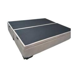 Cama Box Baú King Bipartido Suede Bege Com Pistão A Gás