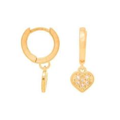 Brinco Rommanel Banhado A Ouro Pequena Argola Com Coração Com Zircônia