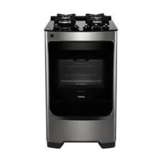 Fogão Consul 4 Bocas Cor Inox com Mesa de Vidro e Grade de Ferro Fundido - CFO4VAR Bivolt