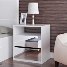 Mesa de Cabeceira Espelhado 2 Gavetas 807E Branco - Foscarini