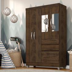 Guarda Roupa Solteiro Lia 4 Portas C/ Espelho Capuccino - Moveis Arapongas
