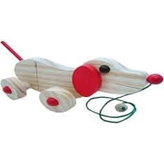 Cachorro Articulado De Puxar Em Madeira 100% Artesanal