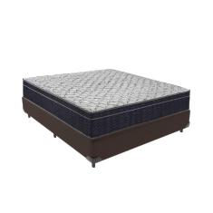 Cama + Box Casal Colchão Ortobom D45 Airtech Extra Firme Cor:marrom