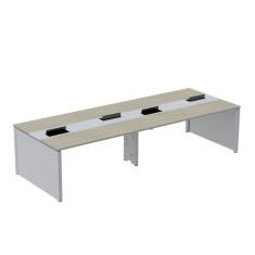 Mesa de Plataforma Dupla para 4 Pessoas Corporativa 140x140/4p Nogueira Casblanca/Cinza