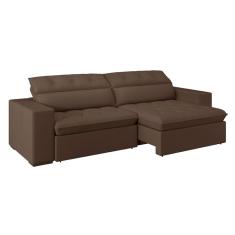 Sofá 4 Lugares Retrátil e Reclinável com USB Jazz Molas Suede Chocolate 250 cm